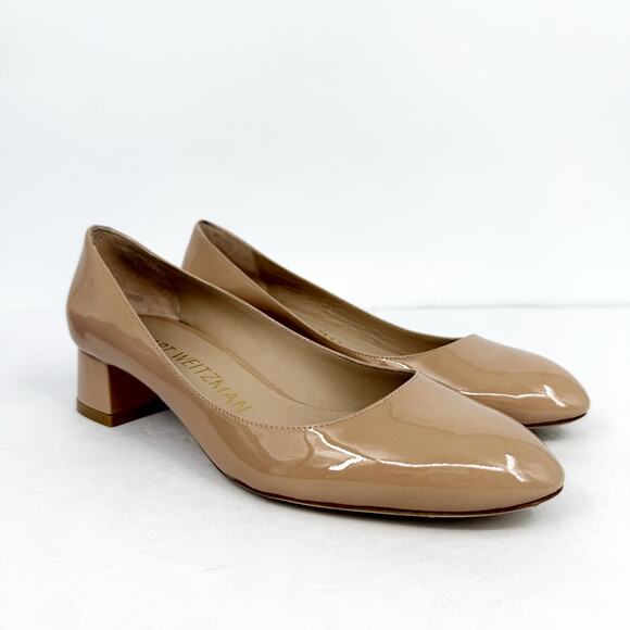 Stuart Weitzman Womens Vivienne 35 Pumps Size 7.5 Nude Patent Leather Heels EUC - Picture 6 of 15